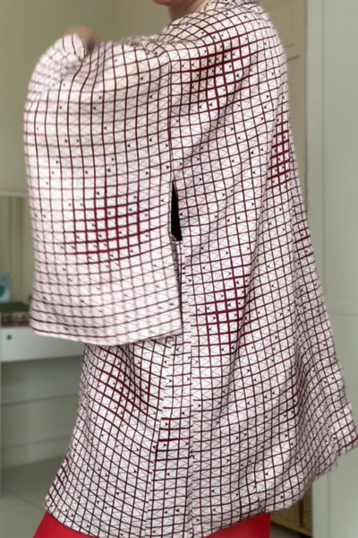 Silk Vintage Hahori Винтажное хаори из крепдышина с орнаментом клеточка
