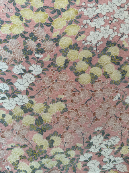 Silk Vintage Hahori Винтажное хаори из шелка в бежевом цвете с набивным цветочным рисунком