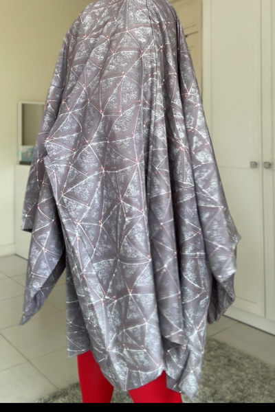 Silk Vintage Hahori Винтажное хаори из крепдышина в серо-лиловом цвете "созвездия"