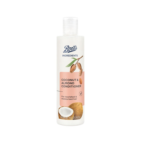 Boots Ingredients Coconut & Almond Conditioner 300 ml., Увлажняющий кондиционер с кокосовым и миндальным маслом 300 мл.