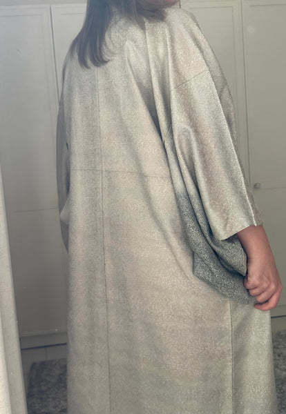 Silk Vintage Kimono Винтажное кимоно из шелка в сером цвете из фактурной ткани "серебряный туман"