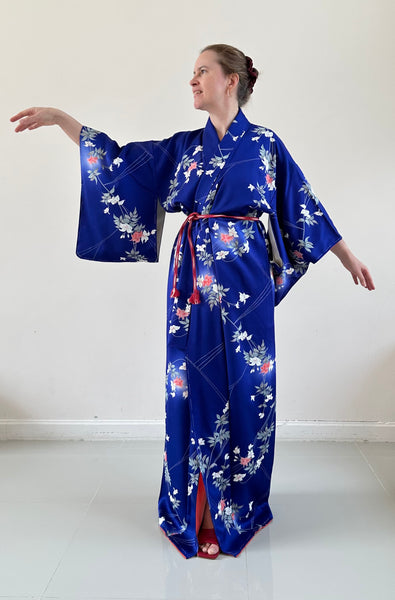 Silk Vintage Kimono (crepe de chine), Винтажное кимоно из шелка (крепдешин) "летняя ночь"