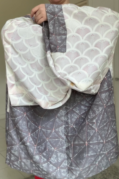 Silk Vintage Hahori Винтажное хаори из крепдышина в серо-лиловом цвете "созвездия"