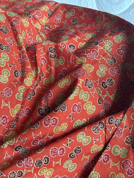 Silk Vintage Kimono Винтажное кимоно из хлопка в темно-оранжевом цвете с традиционным рисунком