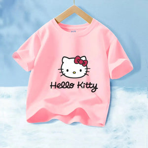 Fashion T-Shirt to Kids Pure Cotton Cartoon Anime Printed Hello Kitty Детская футболка из чистого хлопка с мультяшным принтом "Hello Kitty"
