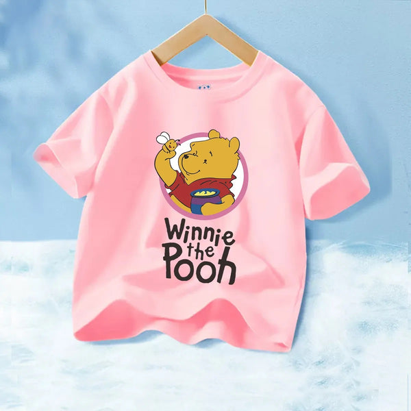 Fashion T-Shirt to Kids Pure Cotton Cartoon Anime Printed Winnie the Pooh Детская футболка из чистого хлопка с мультяшным принтом "Винни Пух"