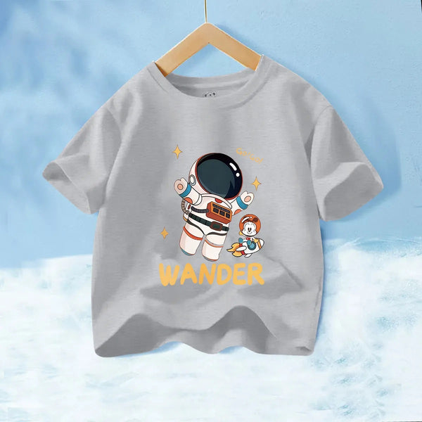 Fashion T-Shirt to Kids Pure Cotton Cartoon Anime Printed Space Детская футболка из чистого хлопка с мультяшным принтом "Космос"