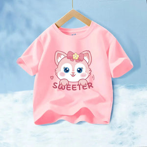 Fashion T-Shirt to Kids Pure Cotton Cartoon Anime Printed Cute Cats Детская футболка из чистого хлопка с мультяшным принтом "Милые котики"