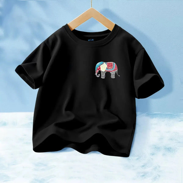 Fashion T-Shirt to Kids Pure Cotton Cartoon Anime Printed Thai Elephant Детская футболка из чистого хлопка с принтом "Тайский слон"