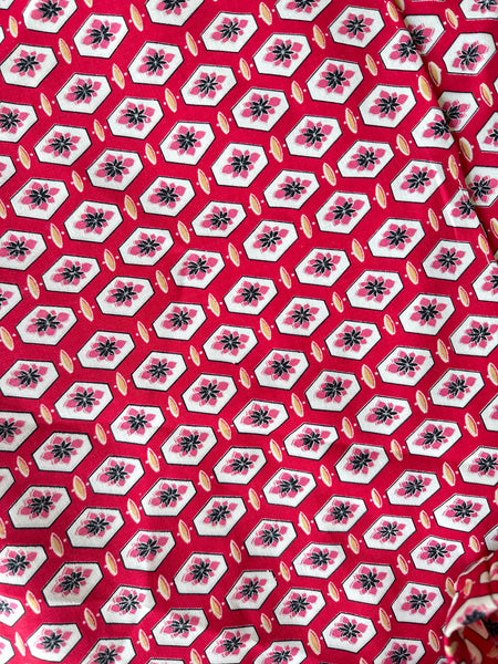 Silk Vintage Kimono Винтажное кимоно из хлопка в алом цвете с традиционным рисунком