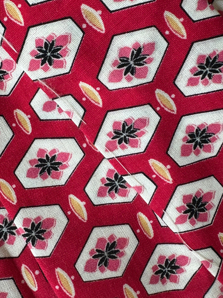 Silk Vintage Kimono Винтажное кимоно из хлопка в алом цвете с традиционным рисунком