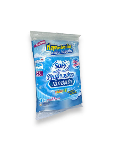 Sofy Cooling Fresh Extra Day Super Slim 0.1 Wing 23 cm. 3 pcs., Ультратонкие дневные прокладки "Экстра" с охлаждающим эффектом 23 см, 7 шт.
