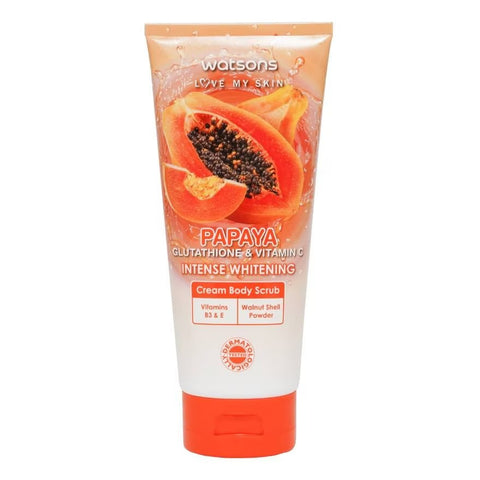 Watsons Papaya Glutathione Vitamin C Intense Whitening Cream Body Scrub 200 g., Интенсивный отбеливающий крем-скраб для тела с глутатионом, папайей и витамином С 200 гр.