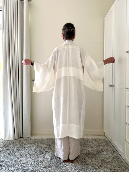 Silk Vintage Kimono Винтажное кимоно средней длины тонкое без подкладки с хлопковым воротником (нательное)