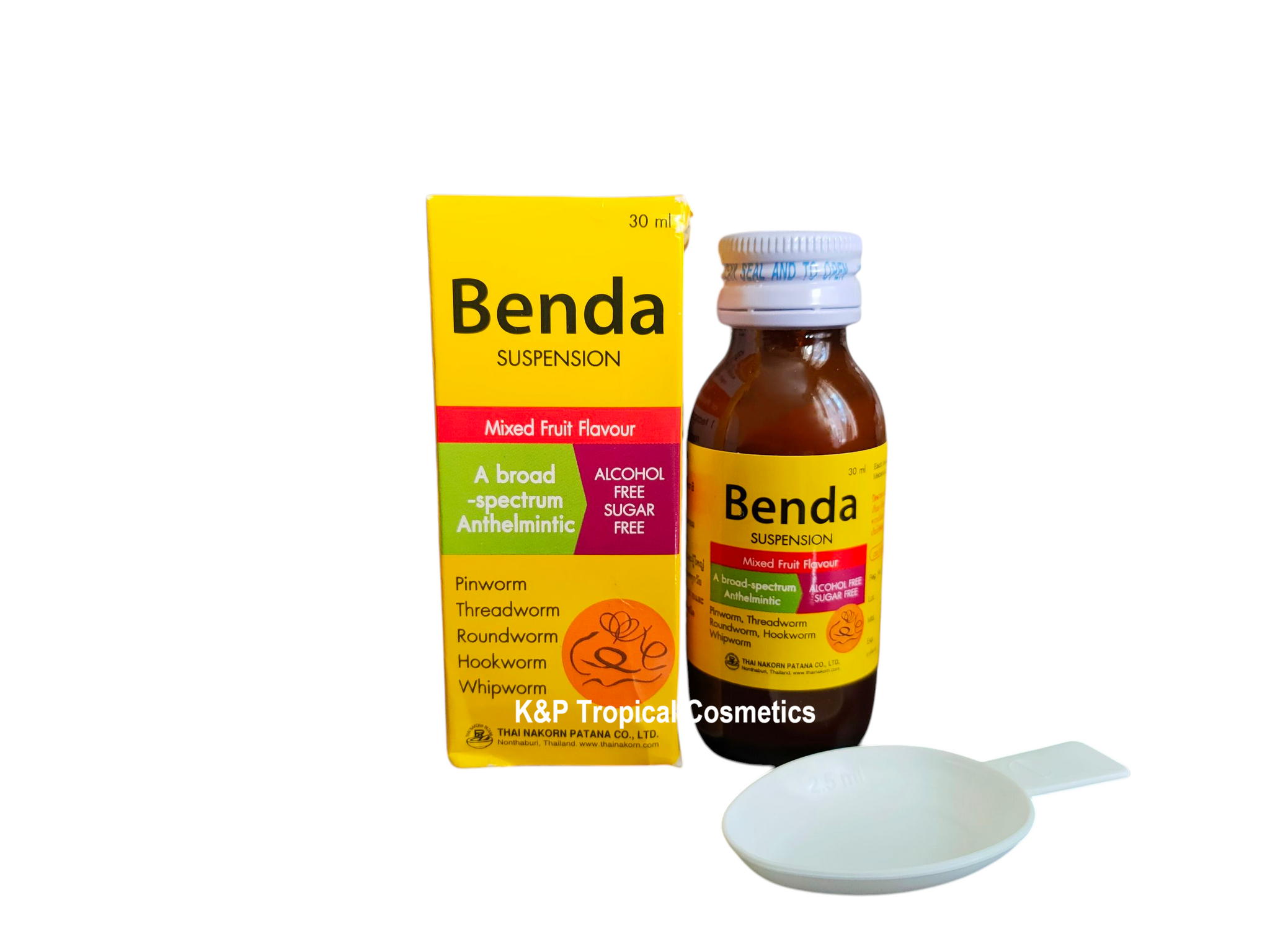 THAI NAKORN PATANA Benda Suspension Mixed Fruit Flavour 30 ml., Противогельминтная суспензия со смешанным фруктовым вкусом 30 мл.