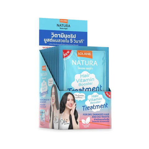 LOLANE Natura Hair Vitamin Booster Treatment For Dry Damaged Hair and Oily Roots 12 pcs*25 g., Маска-бустер с витаминами и кератином для сухих, поврежденных волос и жирных корней 12 саше*25 гр.