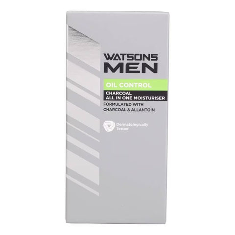 Watsons Men Oil Control Charcoal All In One Moisturiser 50 ml., Увлажняющий мужской крем для лица с древесным углем "Контроль жирности" 50 мл.