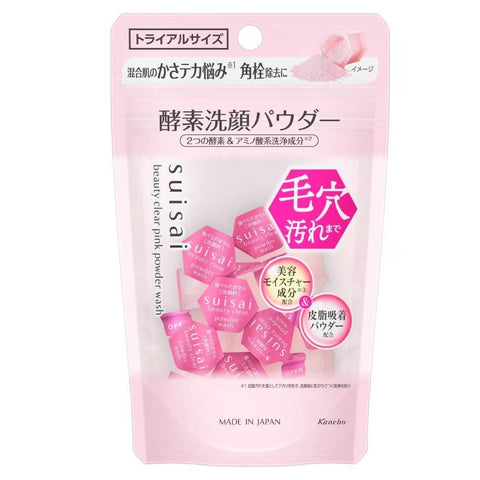 Kanebo Suisai Beauty Clear Pink Powder Wash (Trial) 0.35 g. *15 pcs., Энзимная розовая пудра для умывания с экстрактами граната, персика и малины для комбинированной кожи 0.35 гр.*15 шт.