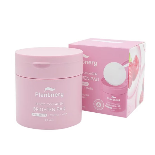 Plantnery Phyto-Collagen Brighten Pad 80 Pads., Тонер-пэды для сияющей, ровной и увлажнённой кожи из натурального растительного волокна 80 шт.