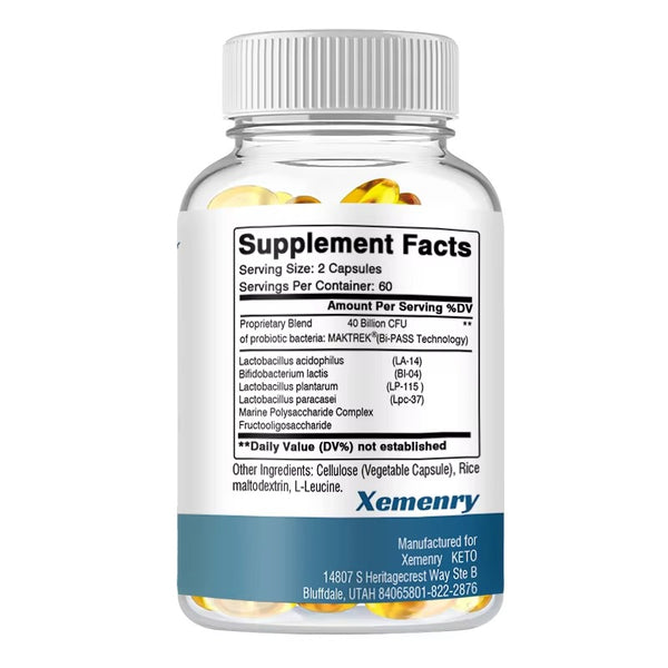 Xemenry KETO Probiotics 40 BILLION CFU Dietary Supplement 120 Capsules, Пробиотик с содержанием 40 миллиардов КОЕ 120 капсул.