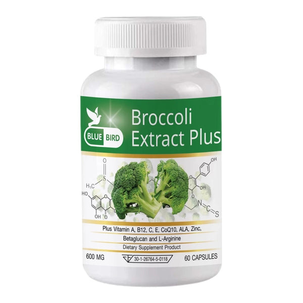BLUE BIRD Brand Broccoli Extract Plus Dietary Supplement Product 60 capsules, Капсулы с экстрактом брокколи, L-аргинином и цинком 60 капсул.