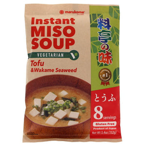Marukome Instant Miso Soup Vegetarian Tofu & Wakame Seaweed 152 g., Суп быстрого приготовления «Вегетарианский тофу и вакаме морская капуста» 152 гр.