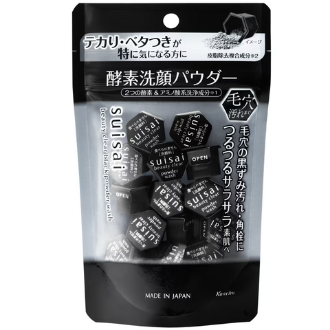 Kanebo Suisai Beauty Clear Black Powder Wash (Trial) 6 g.*15pcs., Энзимная пудра для умывания с древесным углем для проблемной кожи 6 гр.*15 шт.