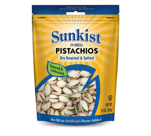Sunkist Pistachios Dry Roasted & Salted 454 g., Фисташки жареные с солью в заводской упаковке 454 гр.