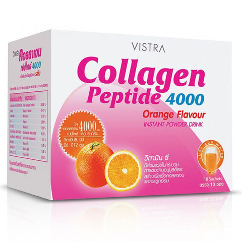 VISTRA Collagen Peptide 4000 mg. Orange Flavour 10 Sachets*8 g., Питьевой коллаген пептид 4000 мг. со вкусом апельсина 10 саше*8 гр.