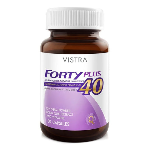 VISTRA Forty Plus Soy Germ Powder + Dong Quai Extract and Vitamins Dietary Supplement Product 30 caps., Пищевая добавка с порошком из зародышей сои + экстрактом Донг-квай и витаминами для женщин старше 40 лет 30 капс.