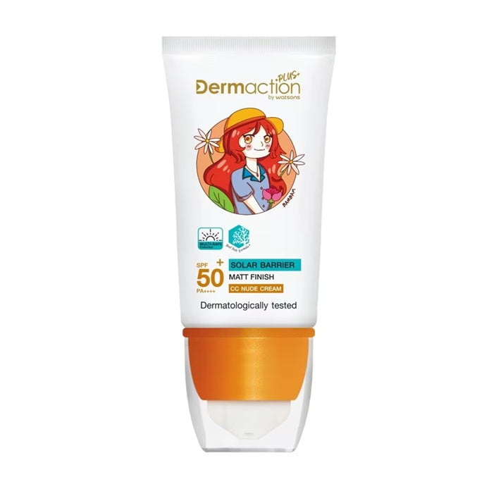 Watsons Dermaction Plus Advanced Sun Solar Barrier CC Nude Cream SPF50+ PA++++ 40 ml., Солнцезащитный крем для лица "Нюд" SPF50+ PA++++ 40 мл.