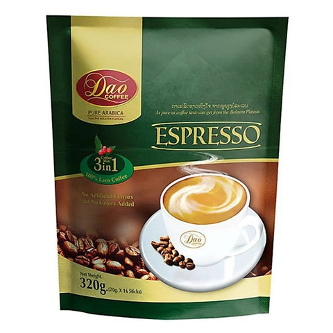 DAO COFFEE Pre-mixed Instant Coffee 3in1 Espresso 20 g. x 16 Sachets Растворимый кофе Эспрессо 3 в 1 20 гр. х 16 пак.