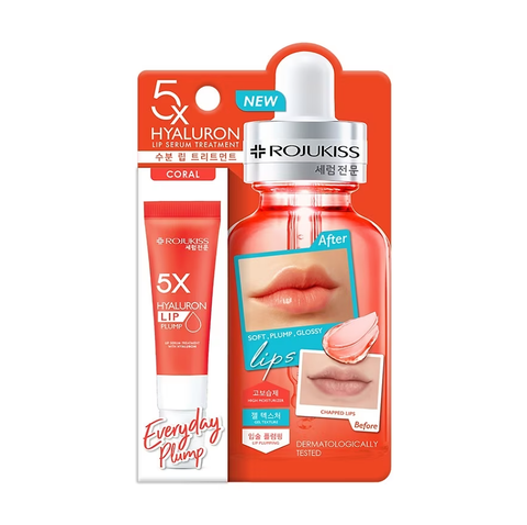 ROJUKISS 5X Hya Coral Lip Serum Treatment 10 ml., Сыворотка с гиалуроновой кислотой для ухода за кожей губ с коралловым оттенком 10 мл.