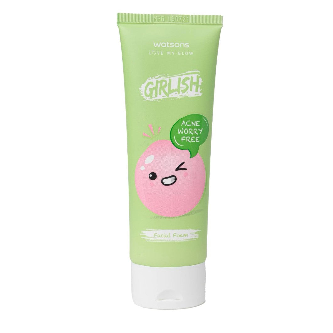 Watsons Girlish Acne Worry Free Facial Foam 100 ml., Пенка для умывания "Без забот" от акне 100 мл.