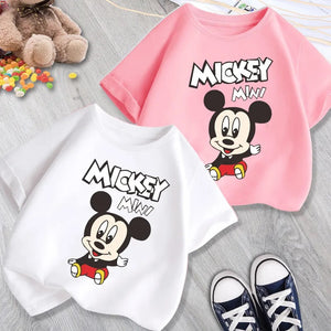 Fashion T-Shirt to Kids Pure Cotton Cartoon Anime Printed Mickey mini Детская футболка из чистого хлопка с мультяшным принтом "Маленький Микки Маус"