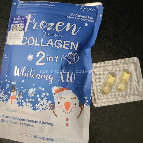 Gluta Frozen collagen 2 in 1 60 caps., Питьевой коллаген с добавлением глутатиона для сияния кожи и волос 60 капс.