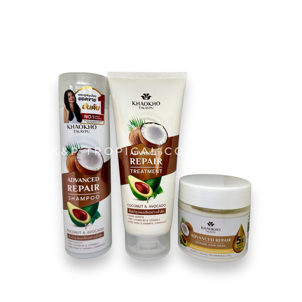 KHAOKHO TALAYPU Advanced Repair Intense Hair Mask Coconut and Avocado 180 ml., Восстанавливающая маска для волос интенсивного действия с кокосовым маслом и авокадо 180 мл.