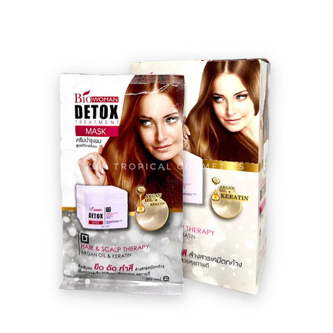 Biowoman Detox Treatment Mask 30 ml.*6 pcs., Детокс-маска для сухих и окрашенных волос с аргановым маслом и кератином 30 мл.* 6 шт.