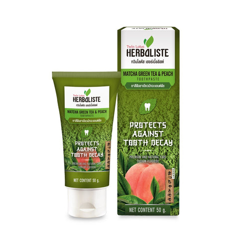 Twin Lotus Herbaliste Matcha Green Tea & Peach Toothpaste 50 g., Зубная паста с зеленым чаем и персиком защита десен и эмали 50 гр.
