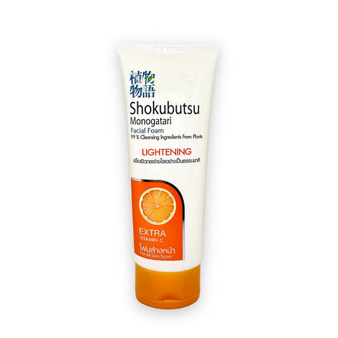 Shokubutsu Monogatari Facial Foam Lightening Extra Vitamin C 100 g., Пенка для умывания для яркости и сияния кожи с витамином С 100 гр.