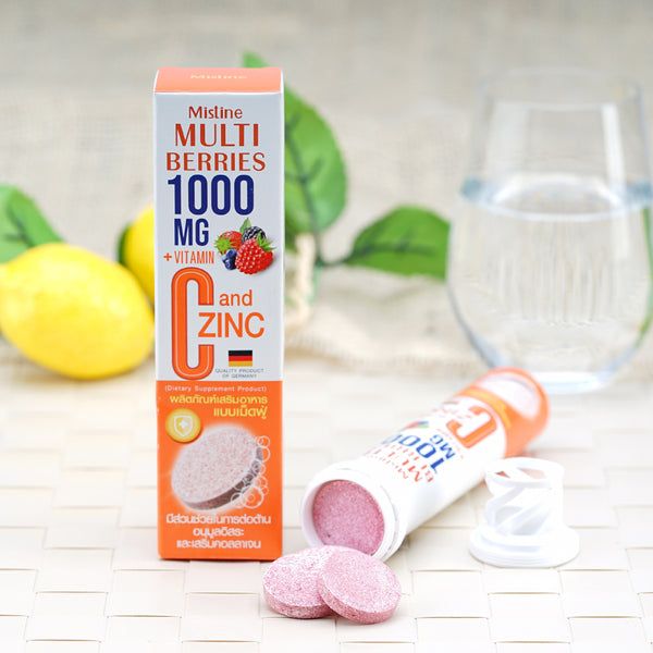 Mistine Multiberries 1000 mg plus Vitamin C and Zinc (Dietary Supplement Product) 20 tablets, Шипучие таблетки "Мультиягода" с витамином С и цинком 20 табл.