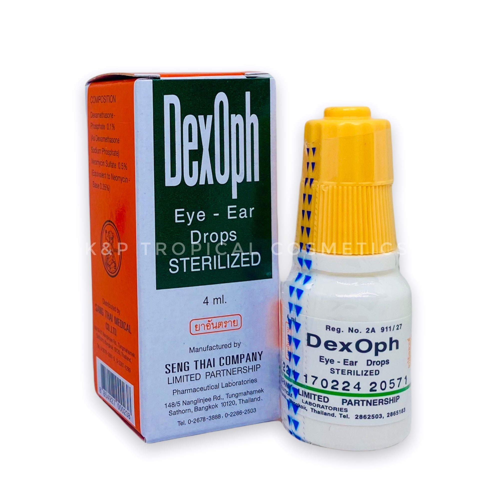 Seng Thai Medical Ltd Dexoph Eye-Ear Drops Sterilized 4 ml, Капли для – K&P  Tropical Cosmetics