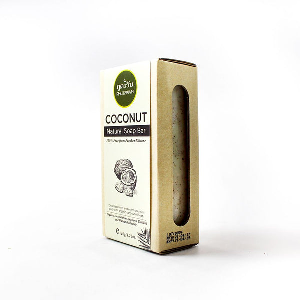 Phutawan Coconut Natural Soap Bar 100 g., Натуральное кокосовое мыло 100 гр.