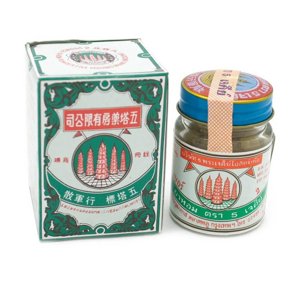 Five Pagodas Pharmacy Ya Hom Powder 25 g., Порошок из смеси тайских трав "Я Хом" против отравлений и головокружений 25 гр.