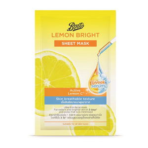 Boots Lemon Bright Sheet Mask 20 ml., Тканевая маска на основе витамина С для сияния кожи и сужения пор 20 мл.