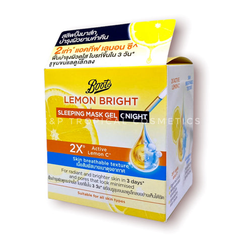 Boots Lemon Bright Sleeping Mask Gel 50 ml., Ночная гель-маска на основе витамина С для сияния кожи и сужения пор 50 мл.