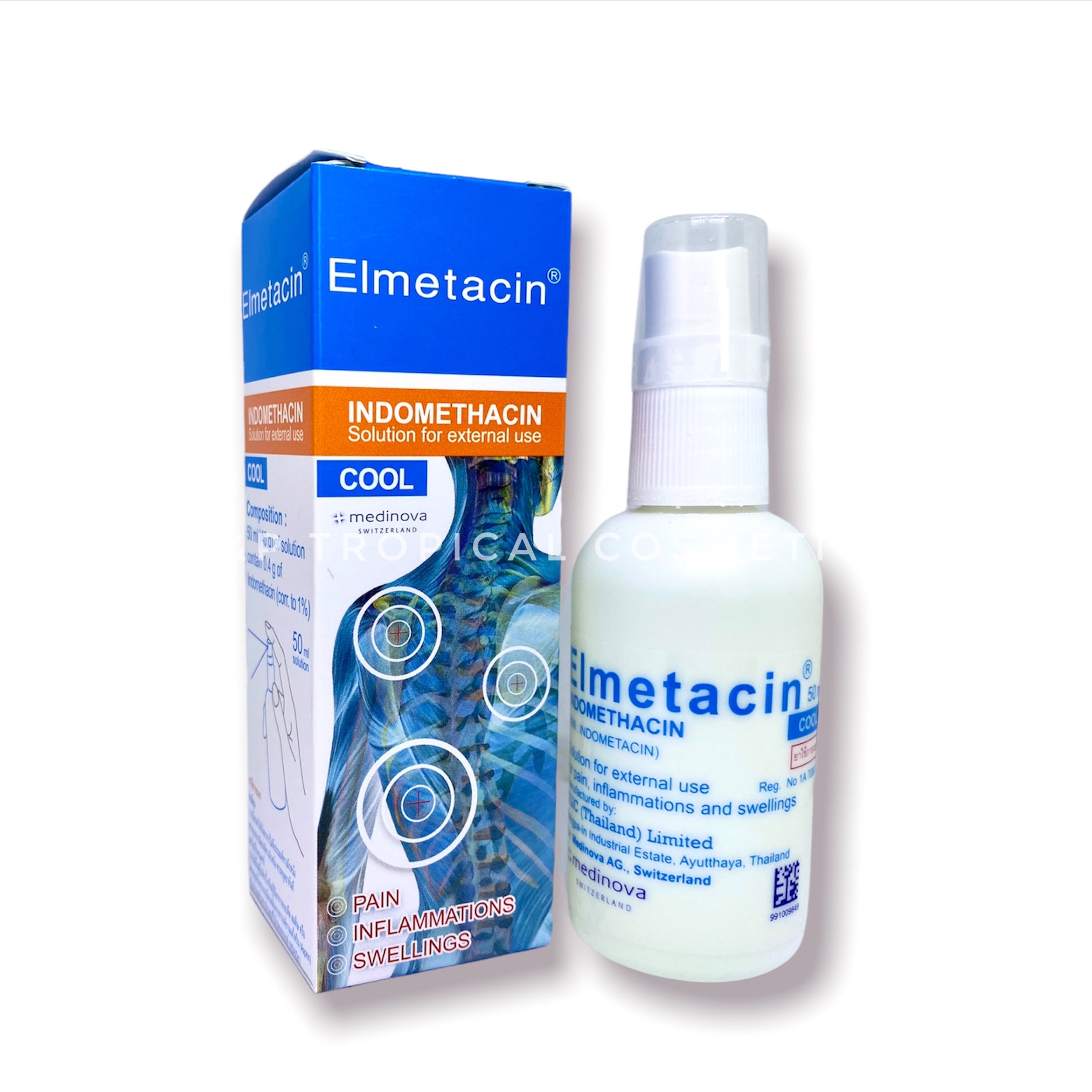 OLIC Elmetacin Cool Spray Indomethacin 50 ml, Охлаждающий спрей для мышц и суставов 50 мл