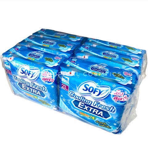 Sofy Cooling Fresh Extra Day Super Slim 0.1 Wing 23 cm. Set 6 packs* 7 pcs., Ультратонкие дневные прокладки "Экстра" с охлаждающим эффектом 23 см, 6 упак.*7 шт.