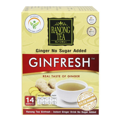 Ranong Tea Ginfresh Instant Ginger No Suger (14 saches) 70 g., Имбирный чай без сахара (14 пакетиков) 70 гр.