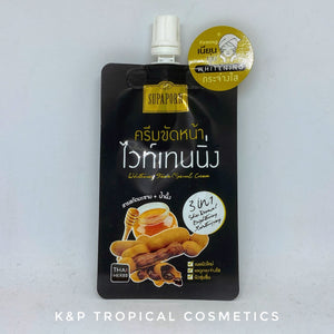 Supaporn Whitening Facial Scrub Cream Tamarind  3 in 1 12 g., Осветляющий крем-скраб 3 в 1 с тамариндом, медом и коэнзимом Q10 от воспалений кожи 12 гр.